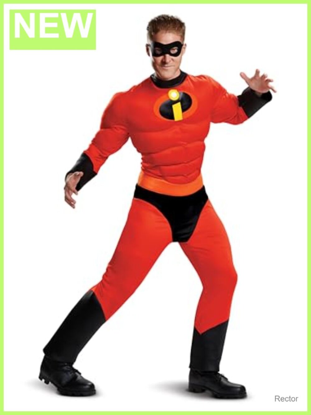 Incredibles Mr. Incredible Deluxe Adult Costume Mask Muscles Halloween